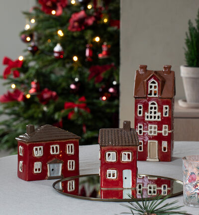 Village lyshus rød 25 cm Village lyshus rød 25 cm